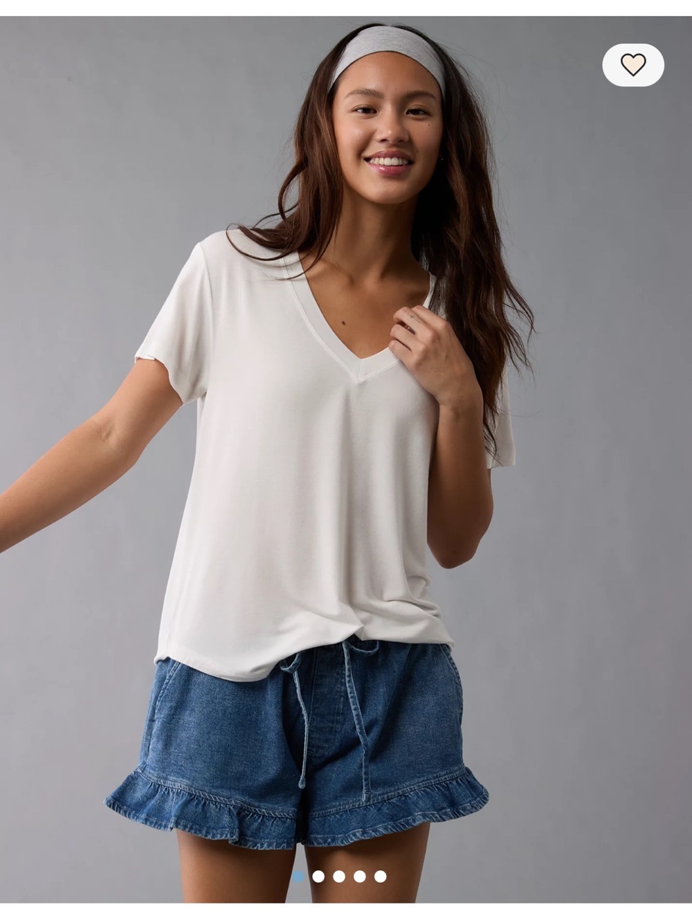 American Eagle Soft & Sexy White V-Neck Tee